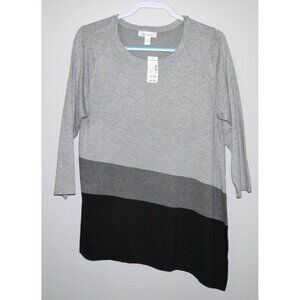 DRESSBARN black & gray lightweight asymmetrical sweater Women's size 14/16 NEW